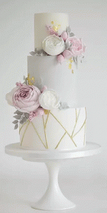 metallic-floral-wedding-cake